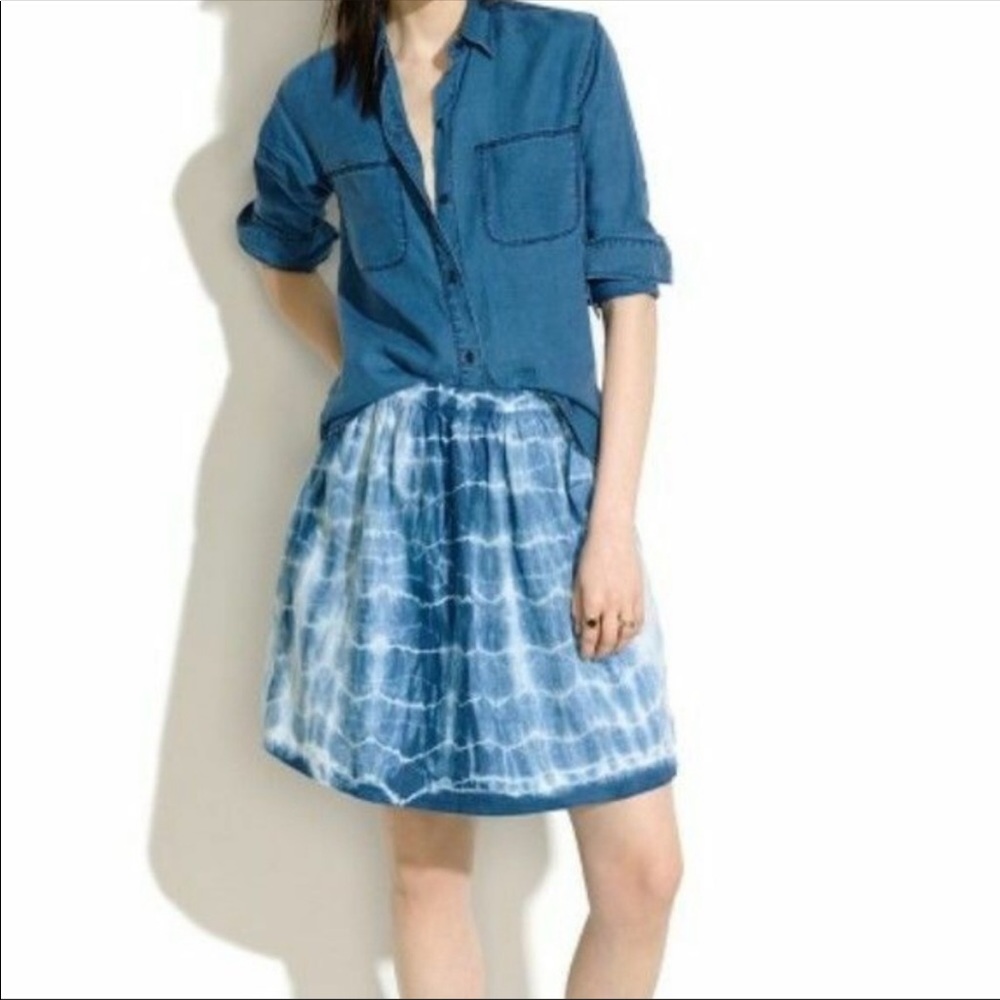 Madewell Indigo Blue Linen Skirt Size 0